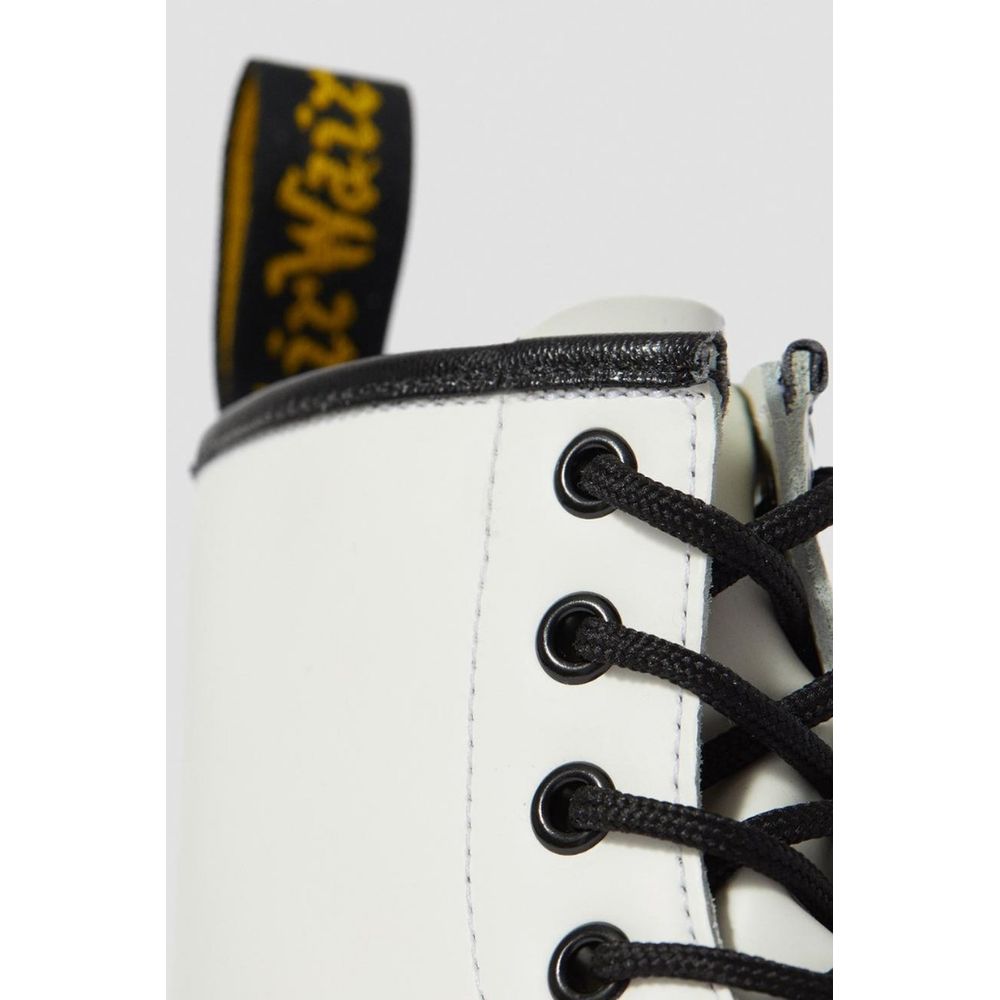 White Leather Ankle Boots with Lace-Up Detail