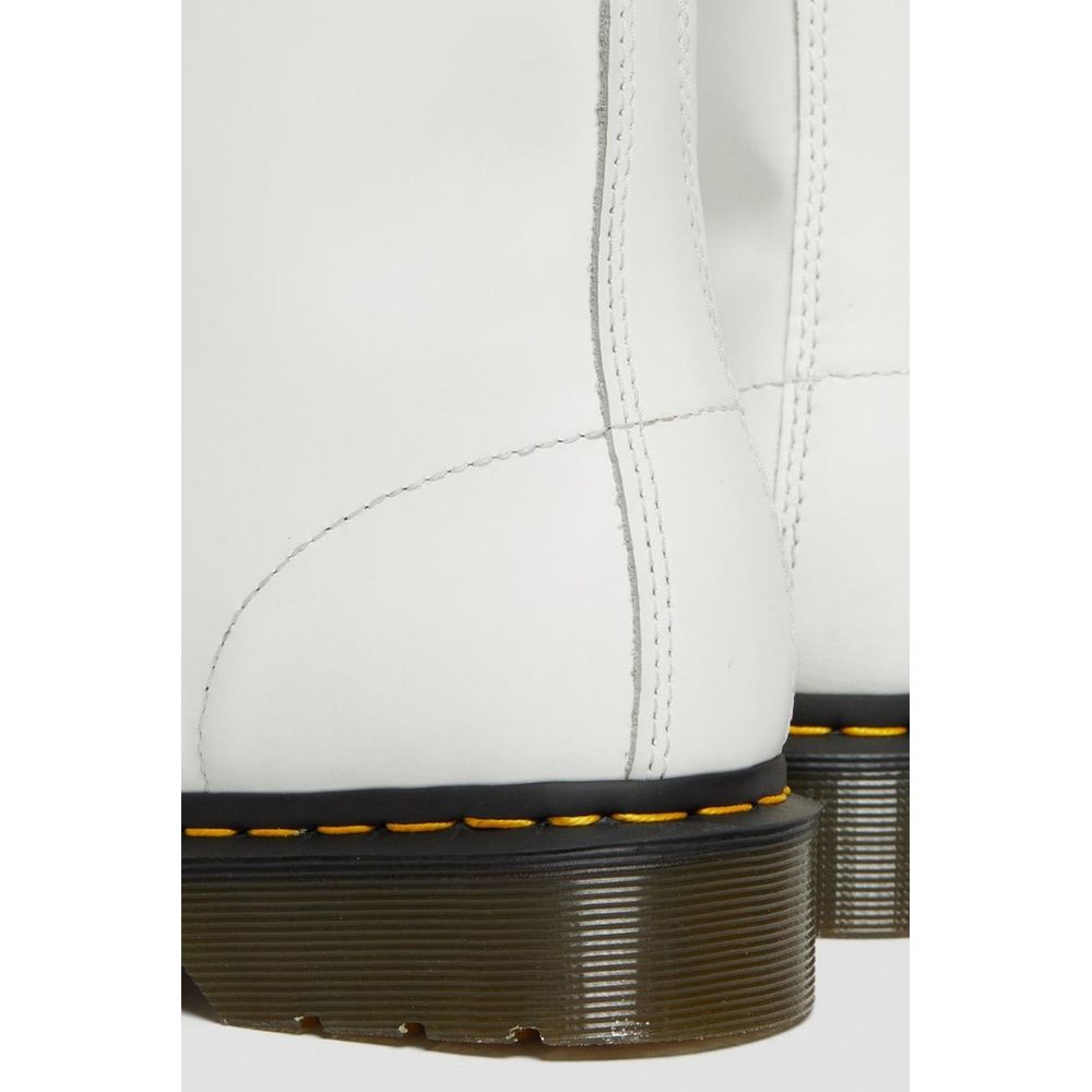 White Leather Ankle Boots with Lace-Up Detail
