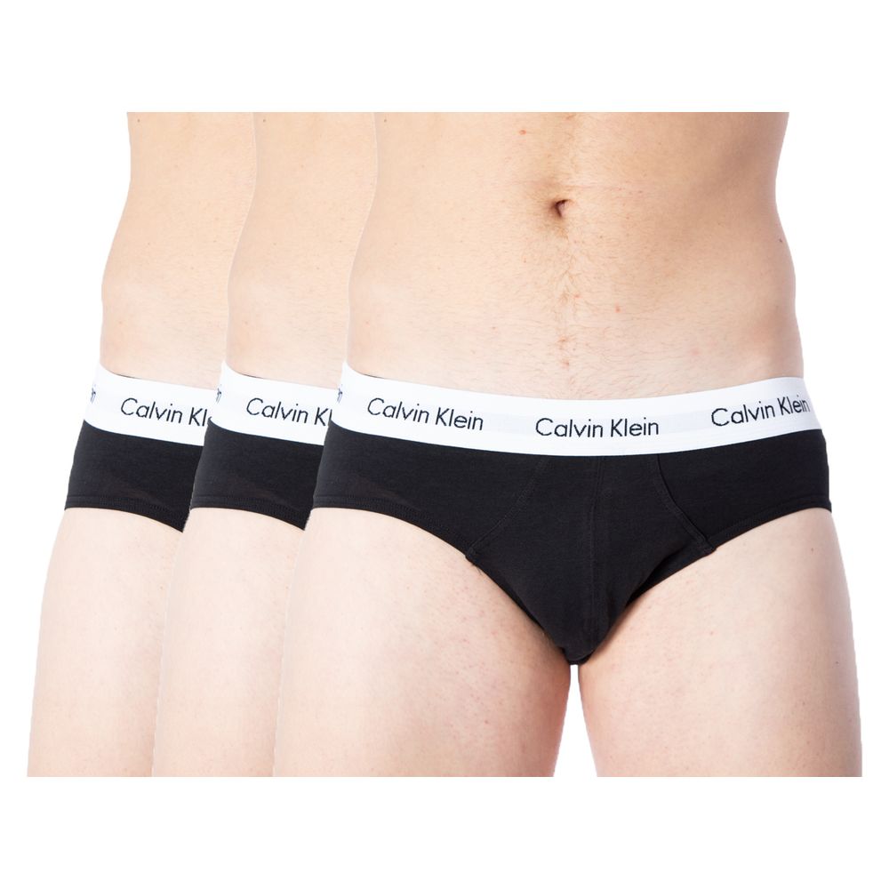 Schwarze Baumwollslips mit Logo-Bund, 3er-Pack von Calvin Klein