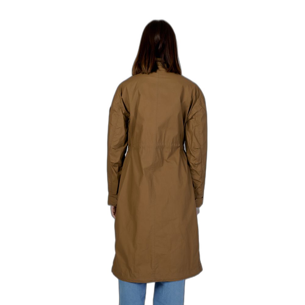 Zweifarbiger Baumwollparka mit verstellbarem Taillenzugband