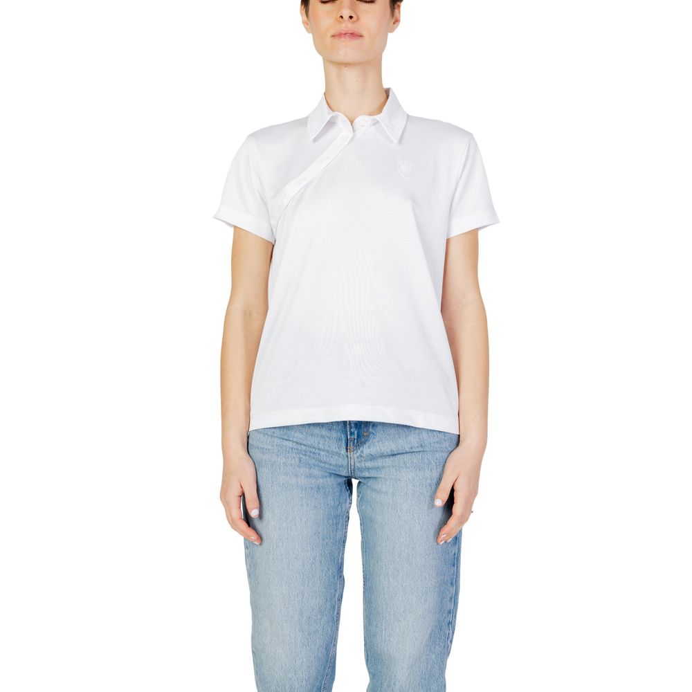 White Synthetic T-Shirt with Classic Collar