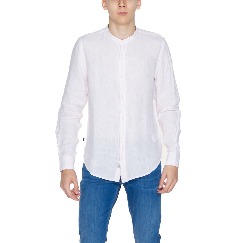 Multicolor Linen Shirt with Mandarin Collar