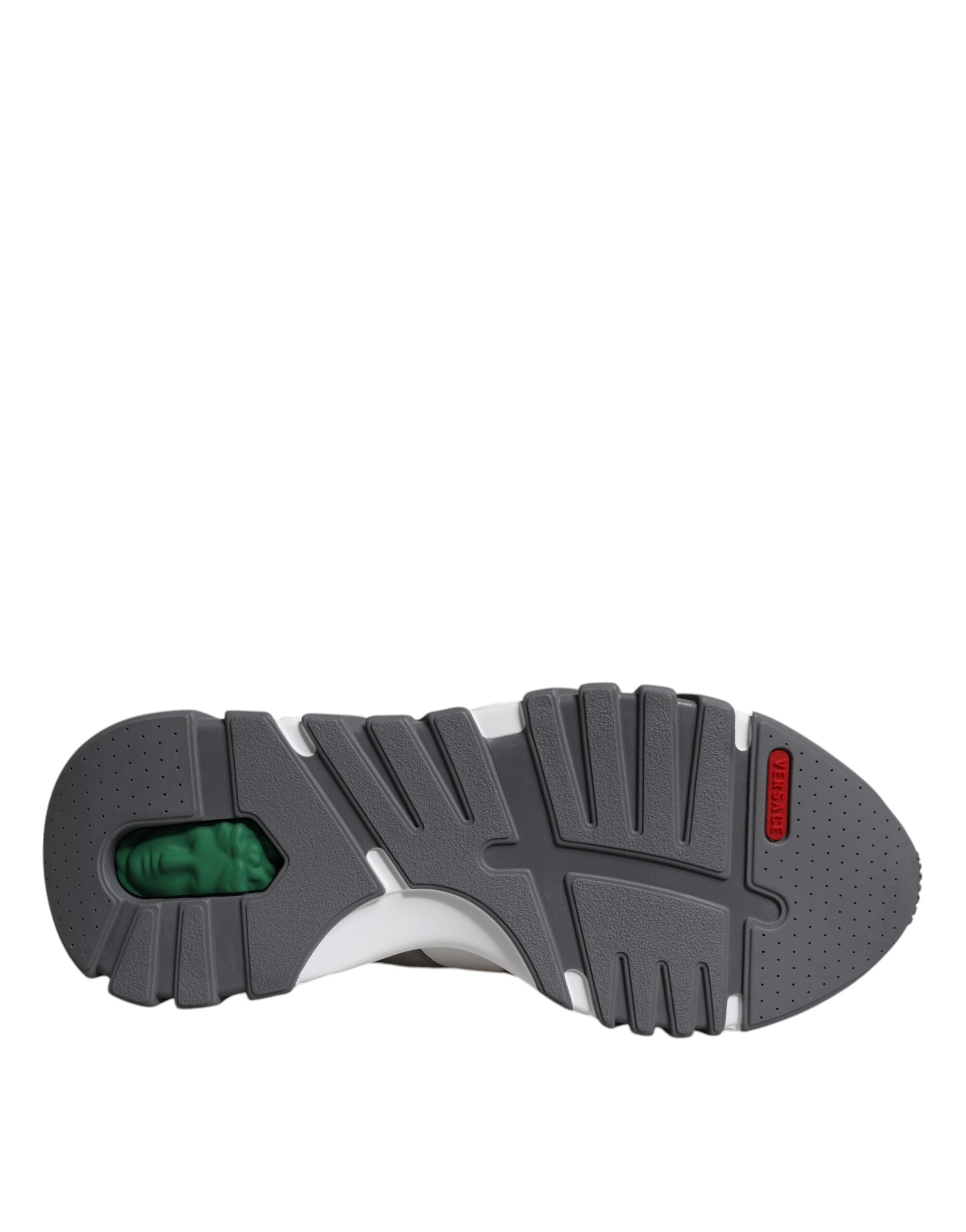 Grey Leather Low-Top Chunky Squalo Sneakers by Versace