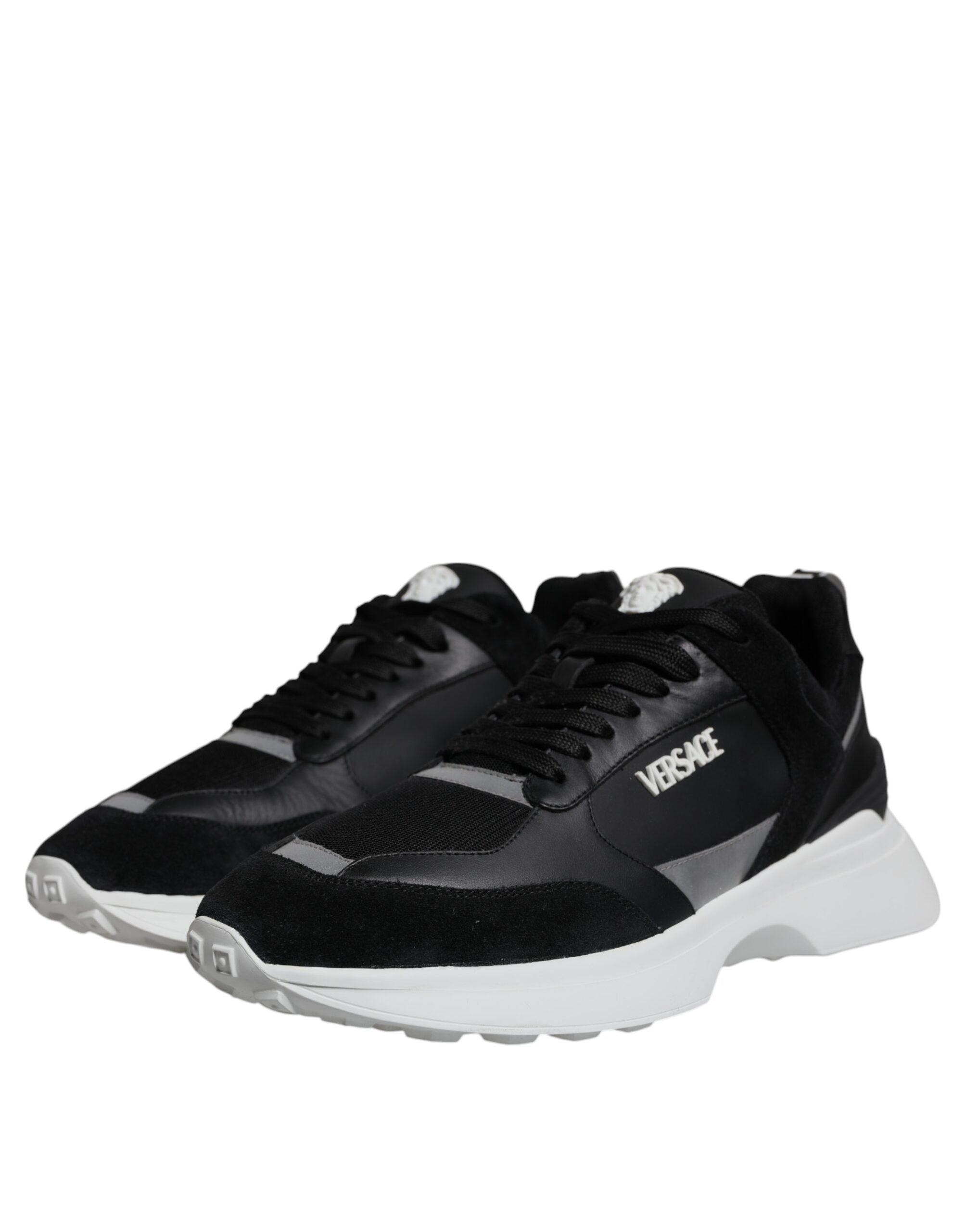 Black Synthetic Canvas Medusa Low-Top Sneakers by Versace