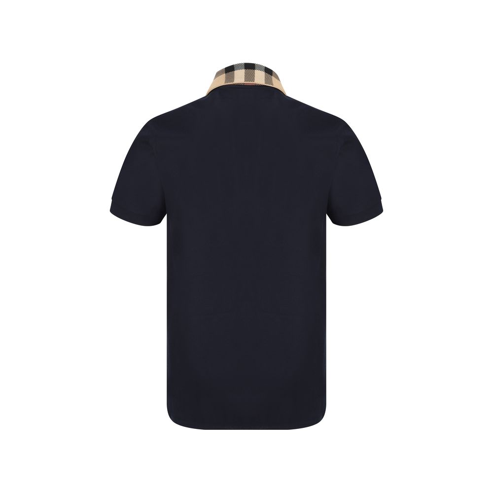 Blaues Baumwoll-Poloshirt mit Archivio Check von Burberry