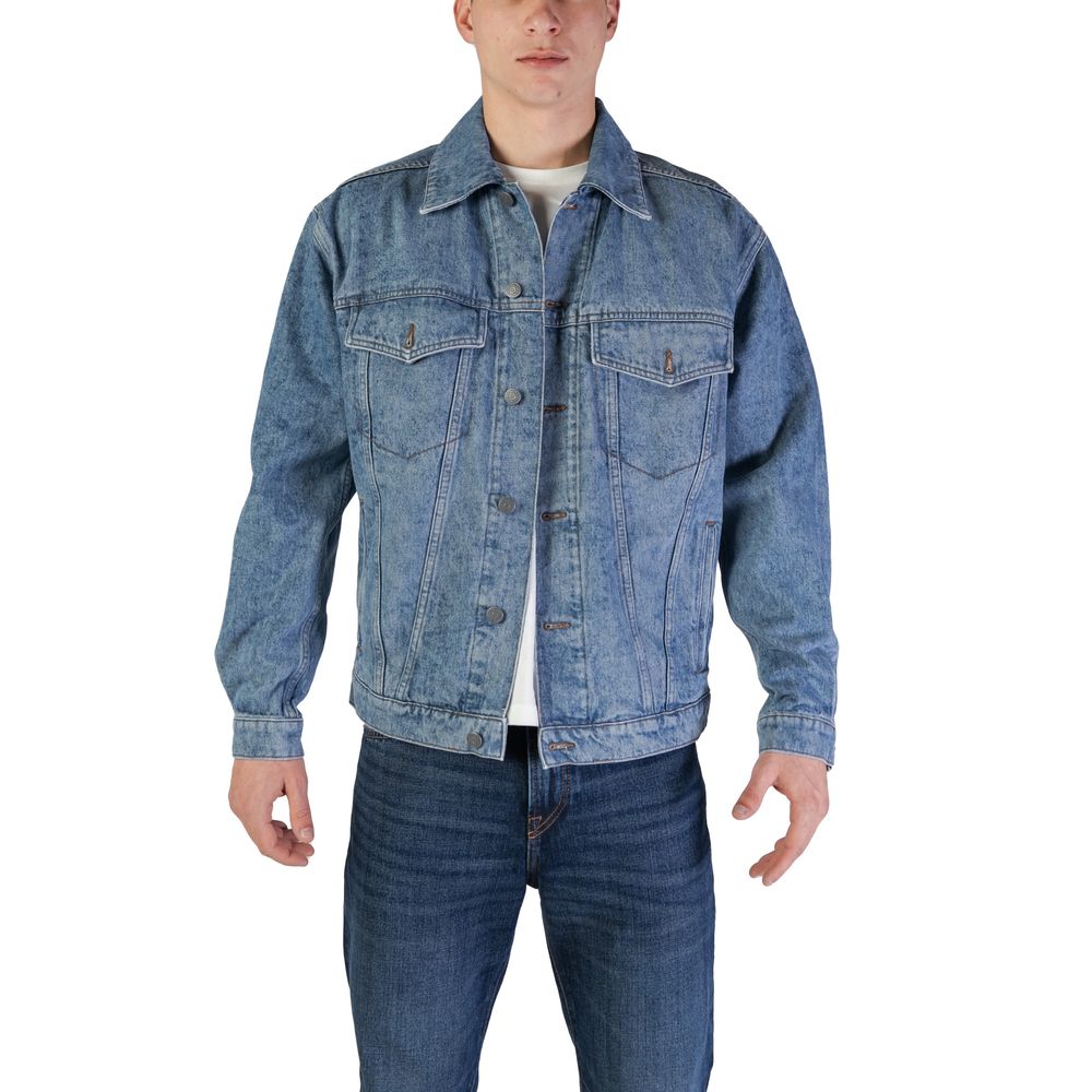 veste en jean bleu clair en coton