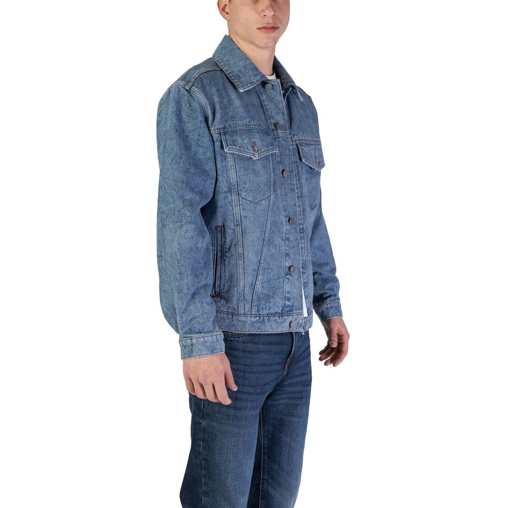 veste en jean bleu clair en coton