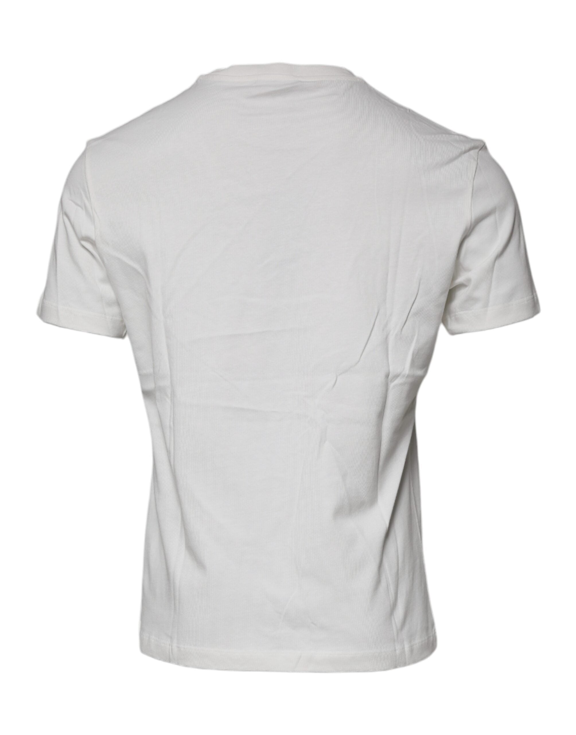 T-shirt blanc à col rond en coton imprimé Méduse