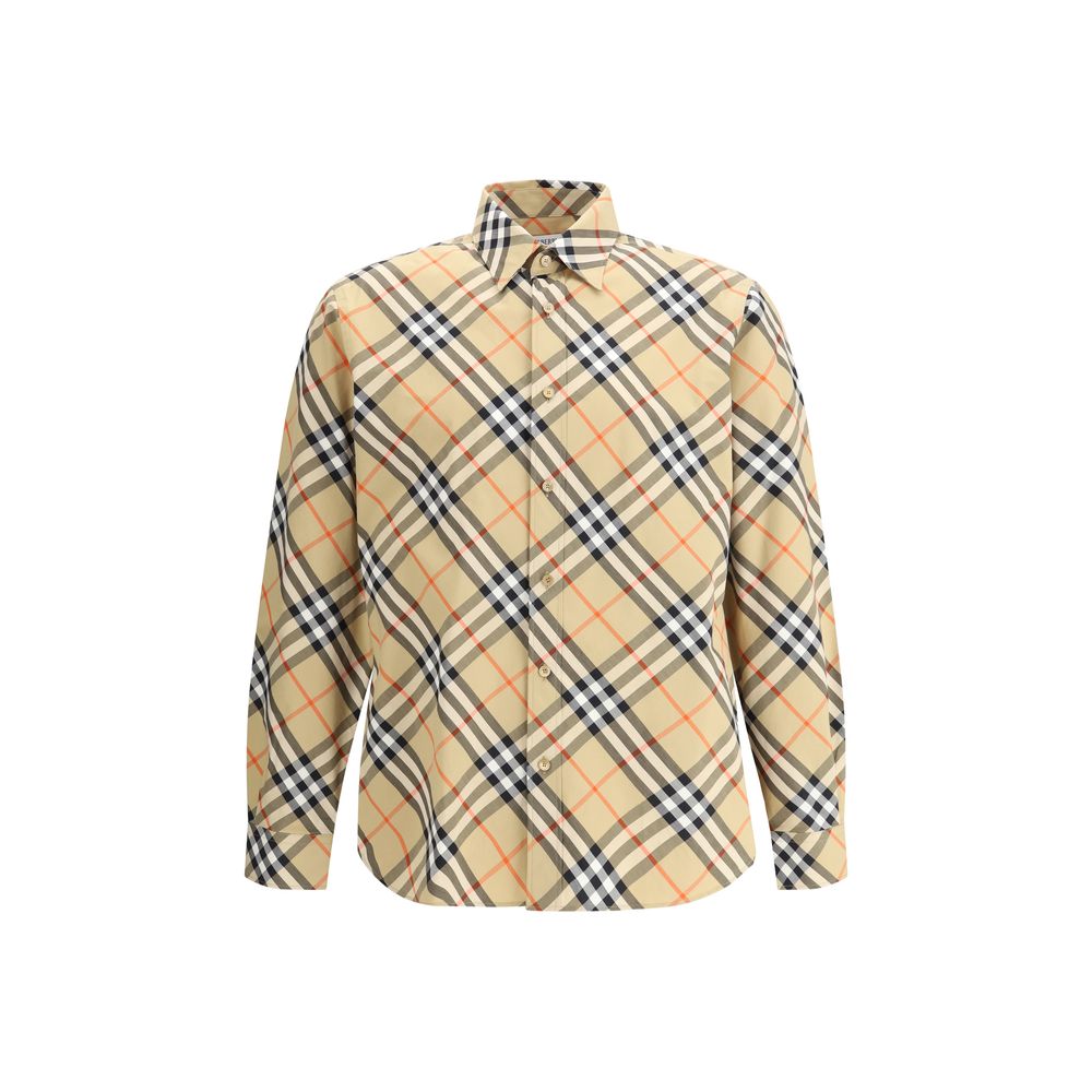 Beige Cotton Shirt with Archive Check Pattern