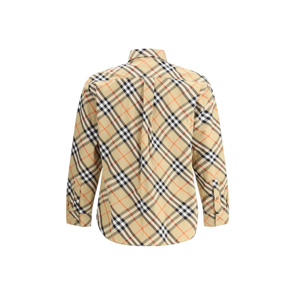 Beige Cotton Shirt with Archive Check Pattern