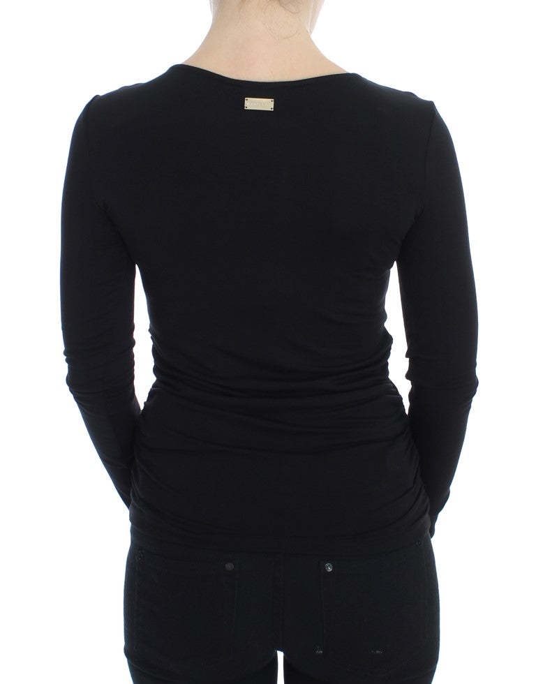Pull noir extensible à manches longues