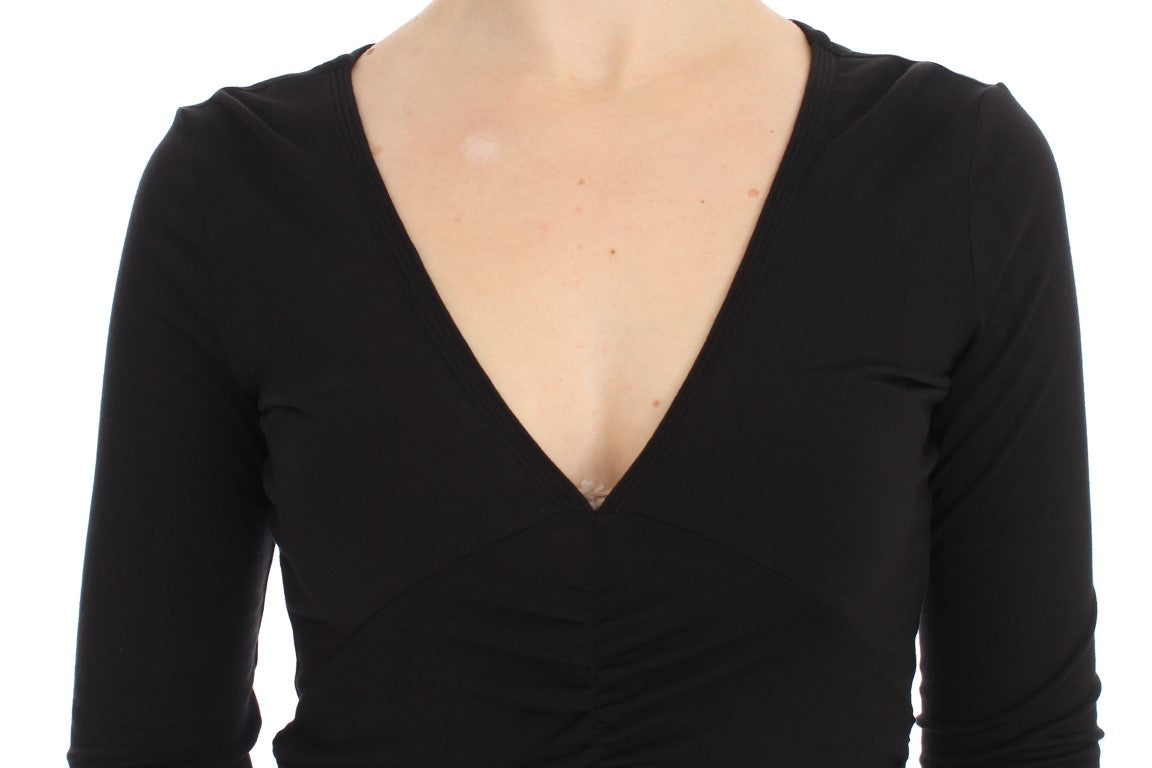 Pull noir extensible à manches longues