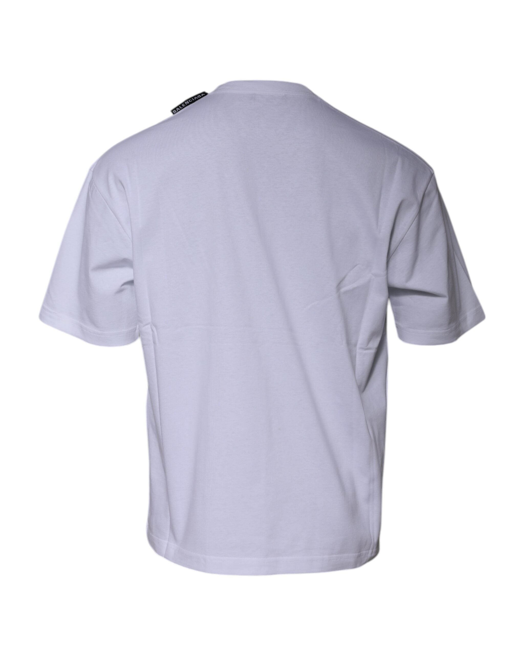 T-shirt à manches courtes et col rond en jersey de coton blanc avec logo
