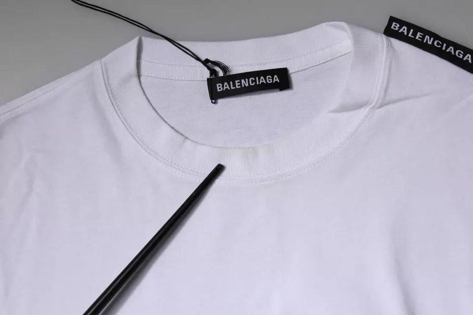 T-shirt à manches courtes et col rond en jersey de coton blanc avec logo