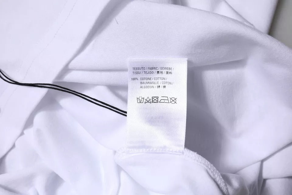 T-shirt à manches courtes et col rond en jersey de coton blanc avec logo