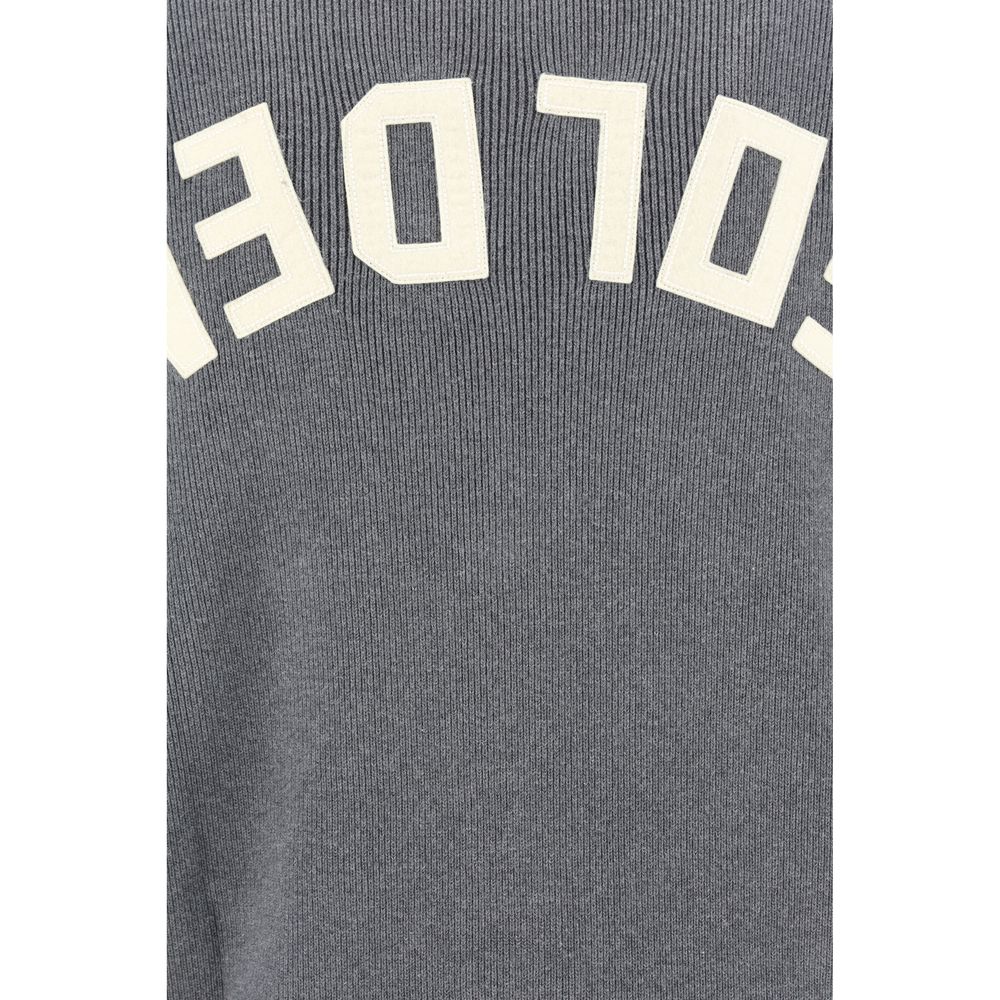 Gray Cotton V-Neck Cardigan with Pockets