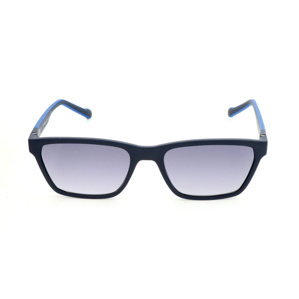 Blaue synthetische Sonnenbrille mit silbernen Gradienten-Verspiegelungsgläsern