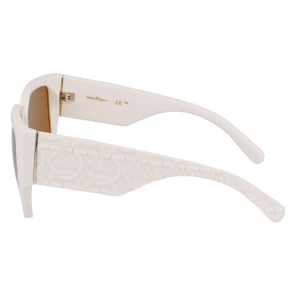 White Synthetic Bio-Injected Sunglasses by Ferragamo