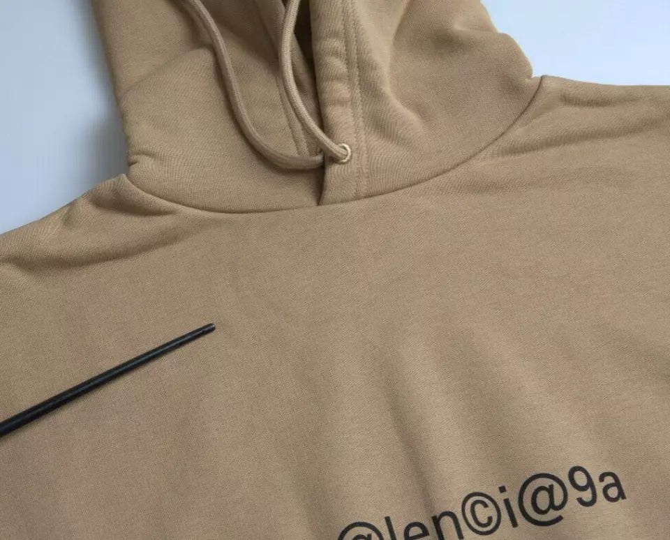 Balenciaga Brauner Baumwoll-Symbol-Molleton-Bouclette Kapuzenpullover