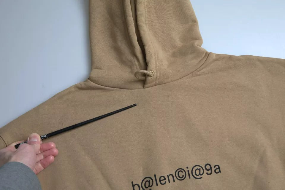 Balenciaga Brauner Baumwoll-Symbol-Molleton-Bouclette Kapuzenpullover
