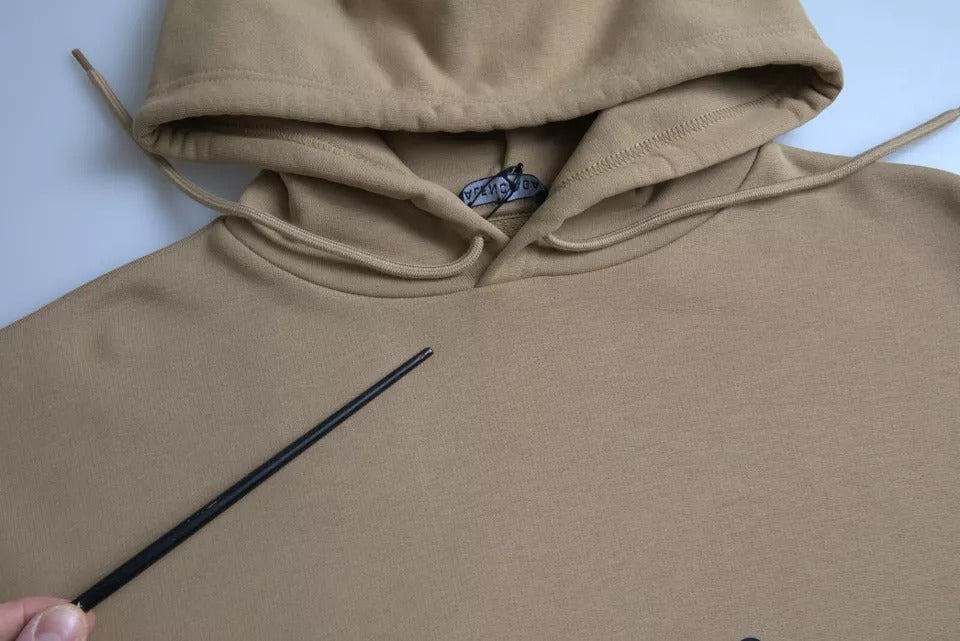 Balenciaga Brauner Baumwoll-Symbol-Molleton-Bouclette Kapuzenpullover