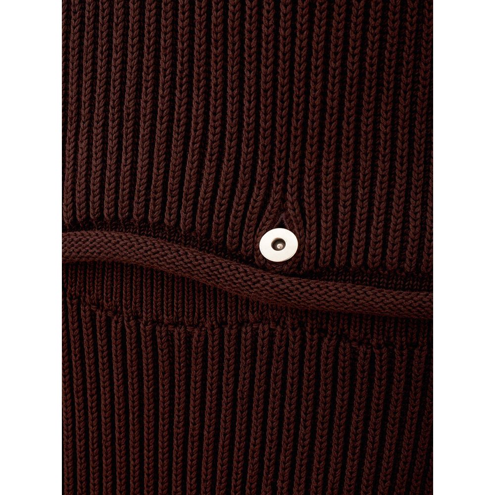 Brown Cotton Dress with Removable Top and Ribbed Knit