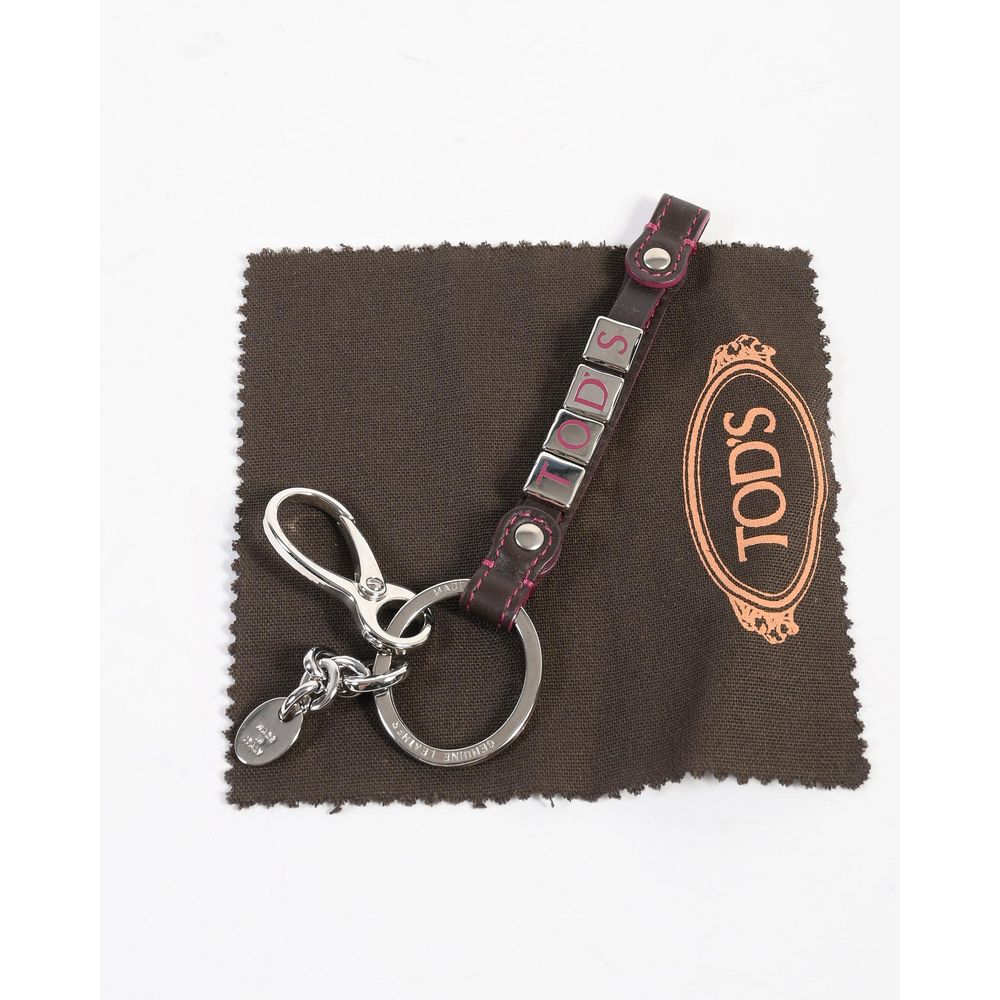 Multicolor Leather and Metal Keychain