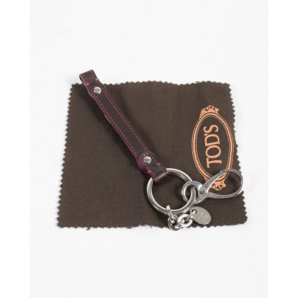 Multicolor Leather and Metal Keychain