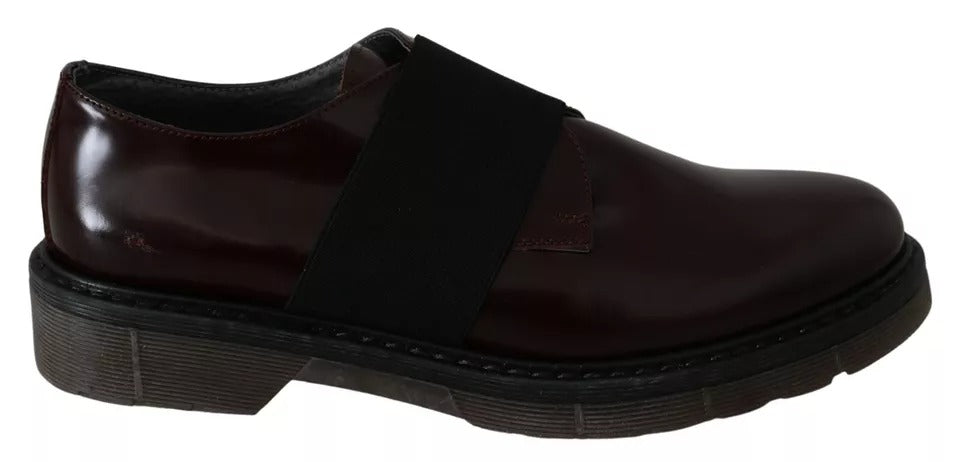Chaussures en cuir marron foncé à bride élastique