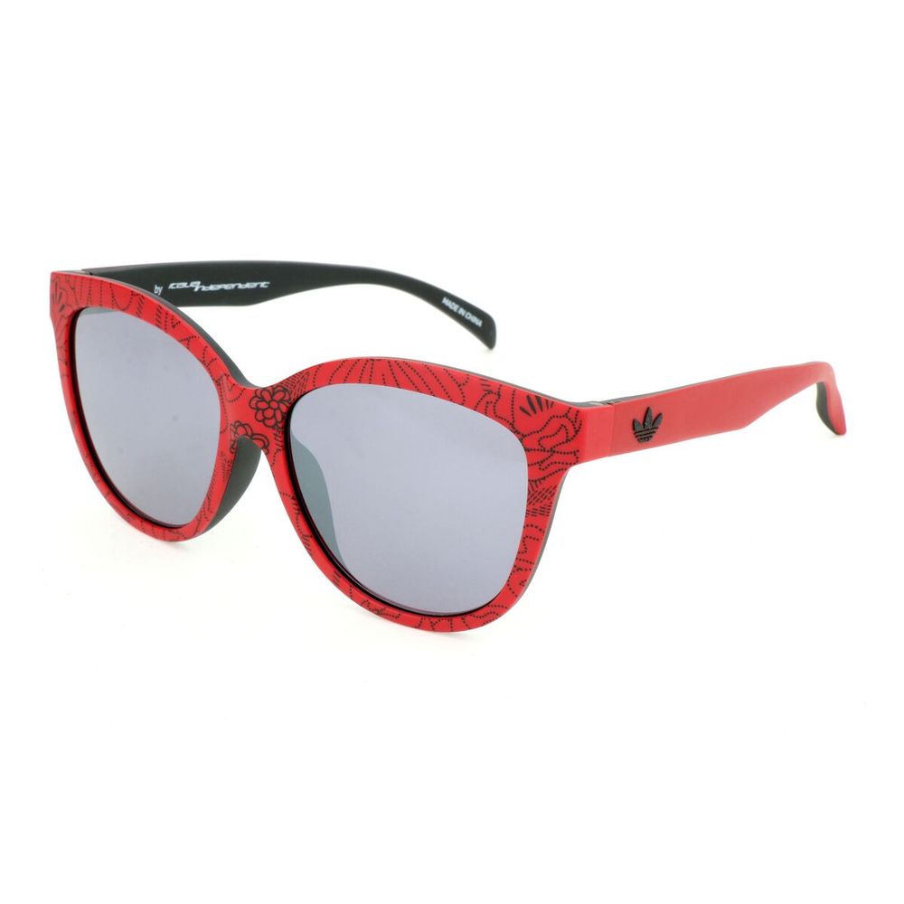Red Synthetic Sunglasses with Silver Mirror Lens