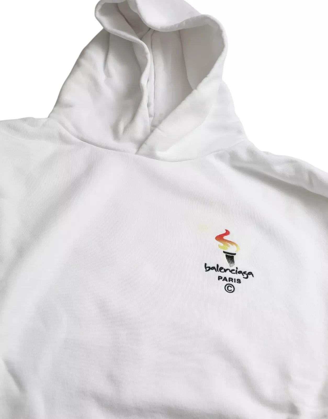 Weißer Oversize Kapuzenpullover aus Baumwolle mit Logo