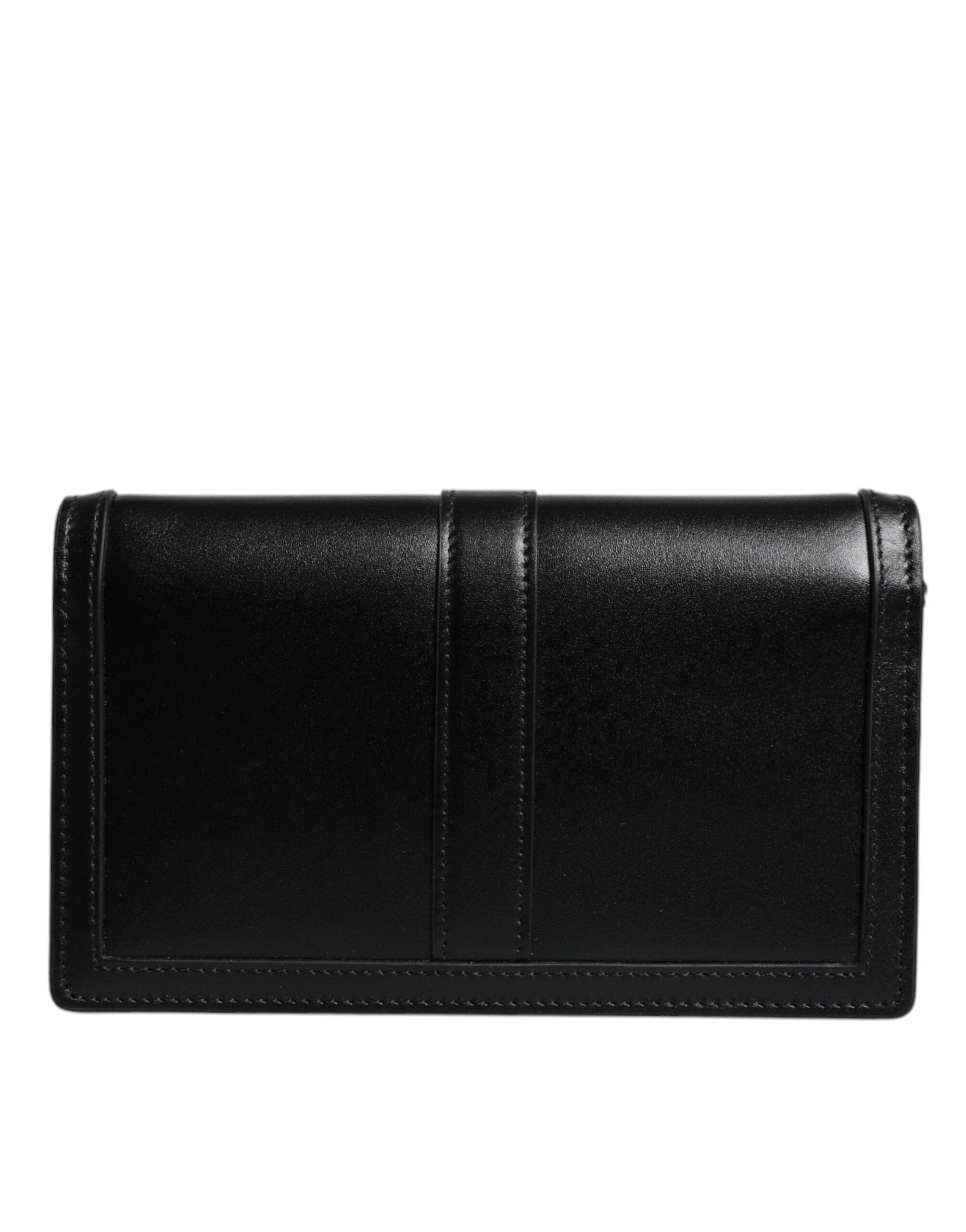 Black Leather Crossbody Bag with Chain Strap by Versace