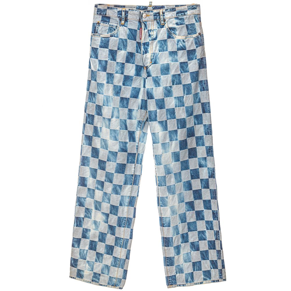 Blaue Baumwolljeans mit lockerer Passform