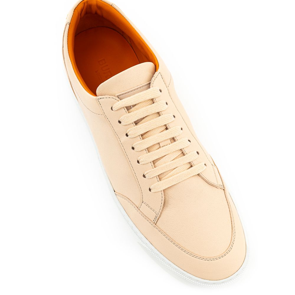 Pink Leather Low Top Sneakers with White Rubber Sole