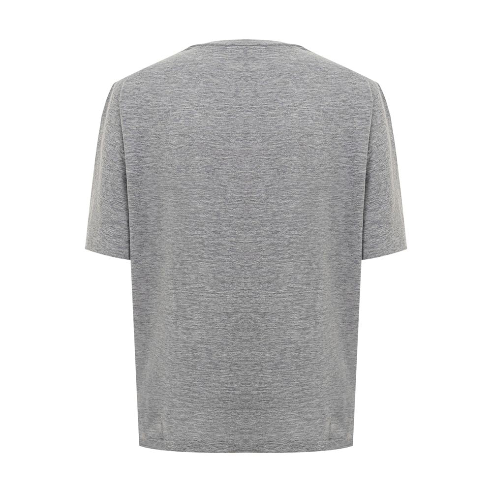 Gray Cotton T-Shirt with Contrasting Logo Print
