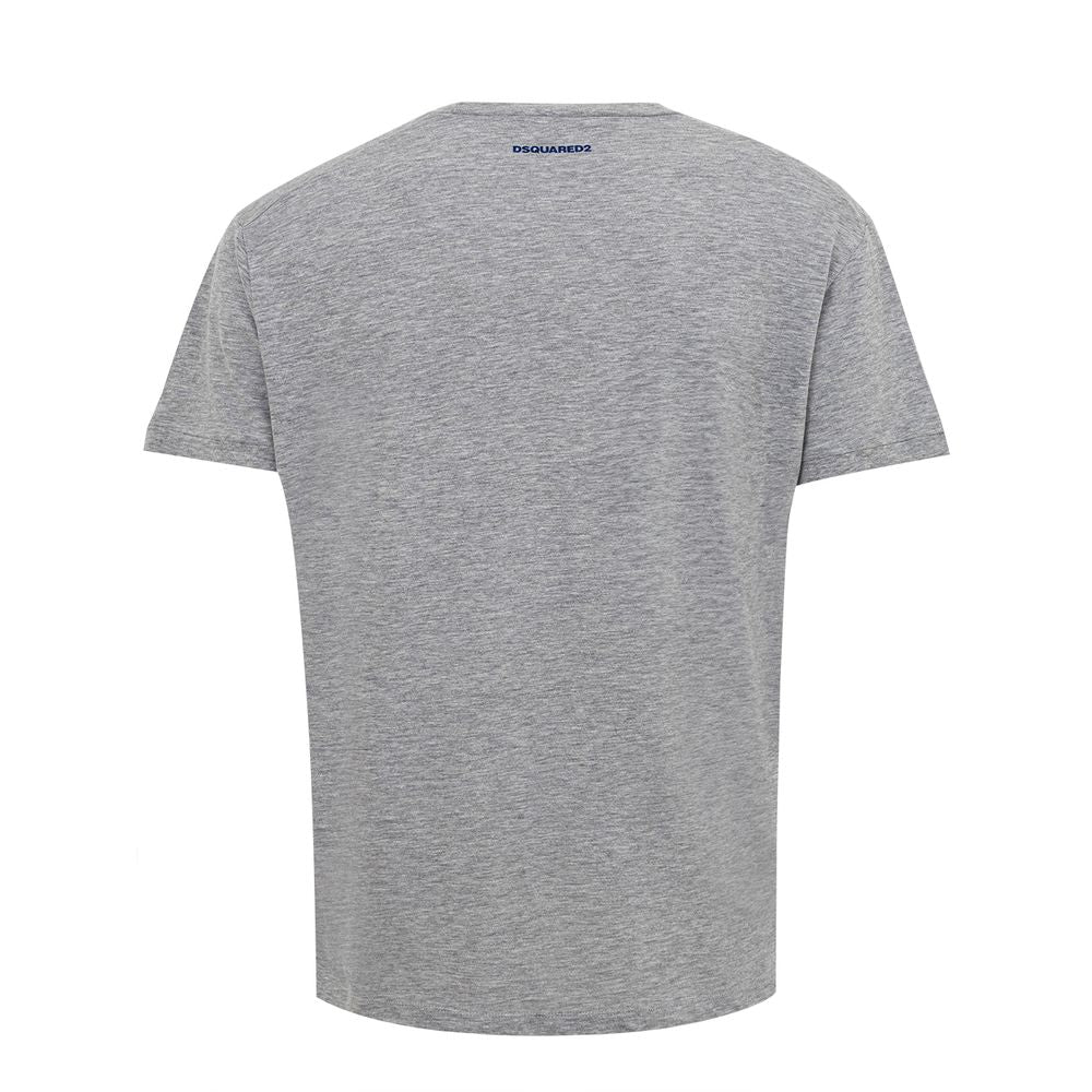 Gray Cotton T-Shirt with Bold Front Print