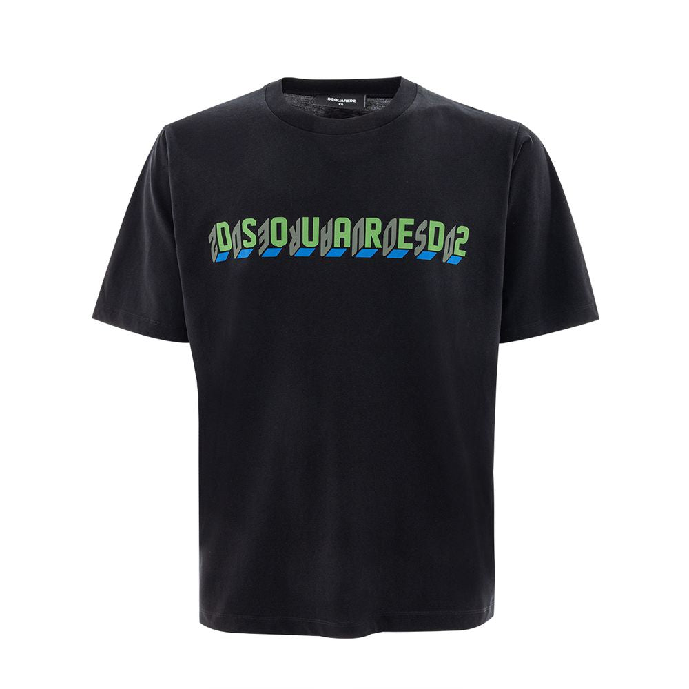 Black Cotton T-Shirt with Dsquared2 Logo Print