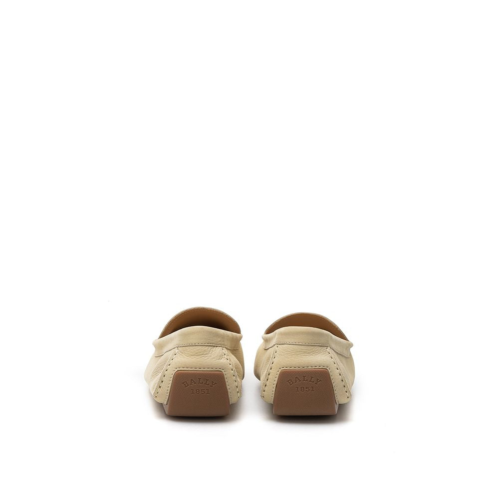Beige Leather Loafer with Non-Slip Rubber Sole
