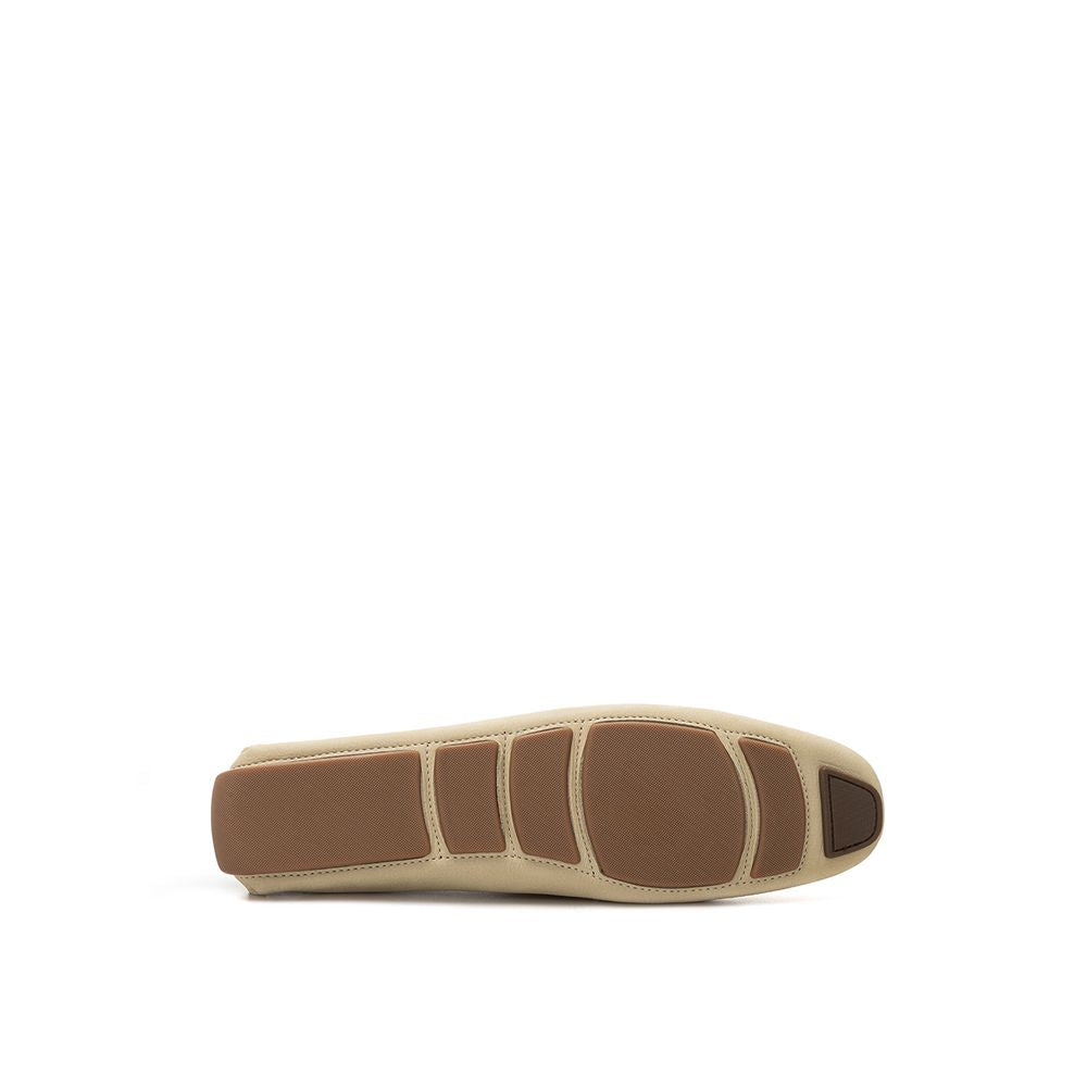 Beige Leather Loafer with Non-Slip Rubber Sole