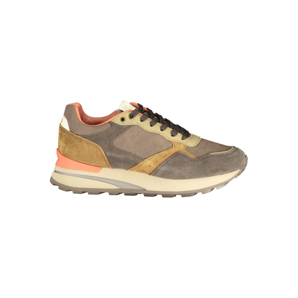 Brown Leather Synthetic Men’s Sneaker with Removable Footbed
