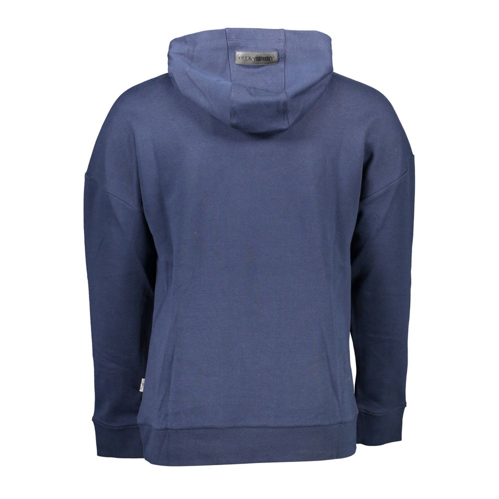Blauer Kapuzenpullover aus Baumwolle mit auffälligem Logo-Detail