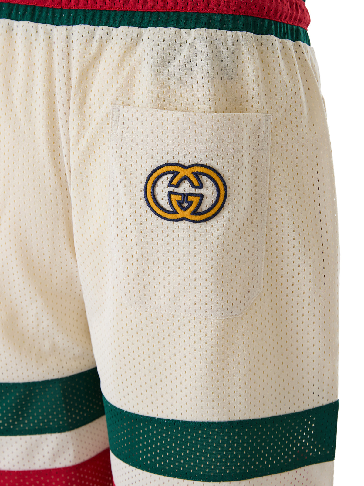 Cream Synthetic Logo Shorts by Gucci