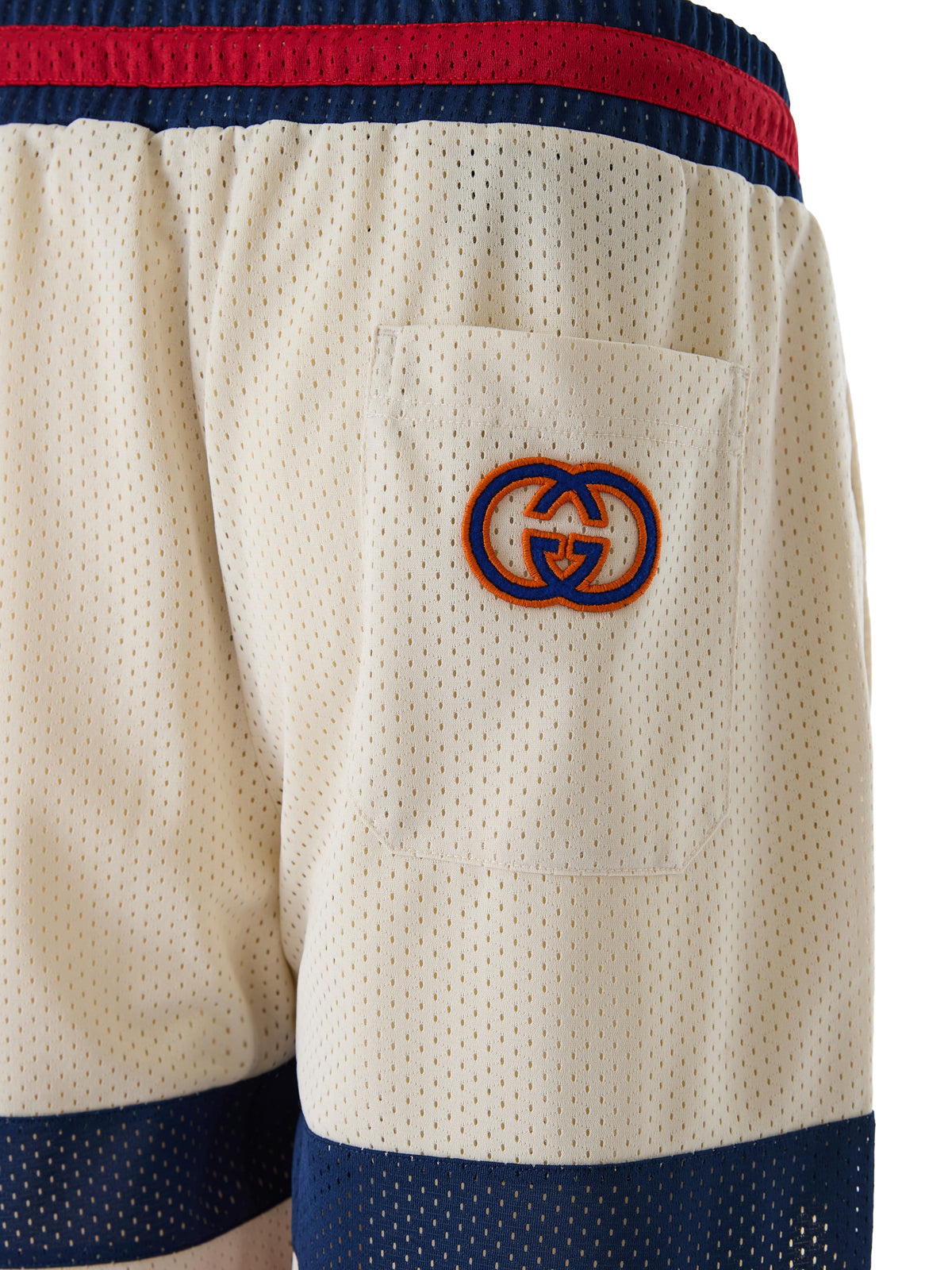 Cream Synthetic Logo Shorts by Gucci
