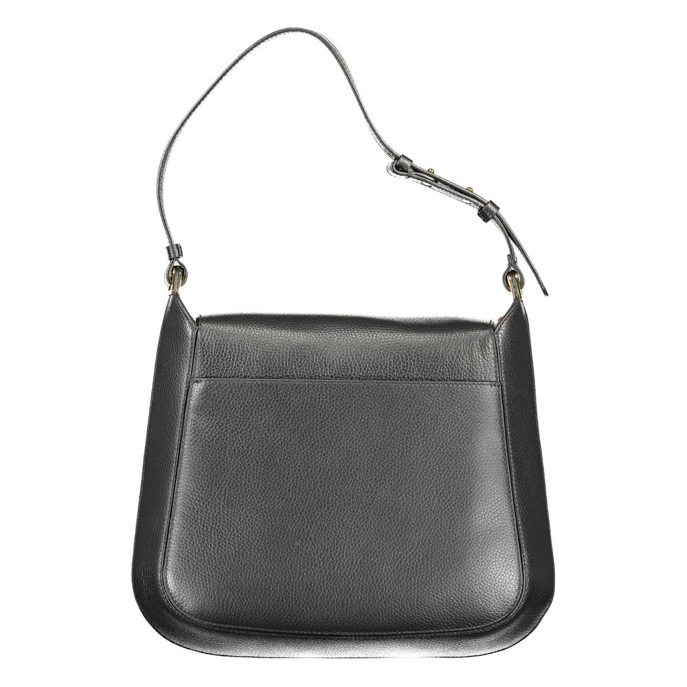 Schwarze Lederhandtasche mit verstellbarem Schulterriemen