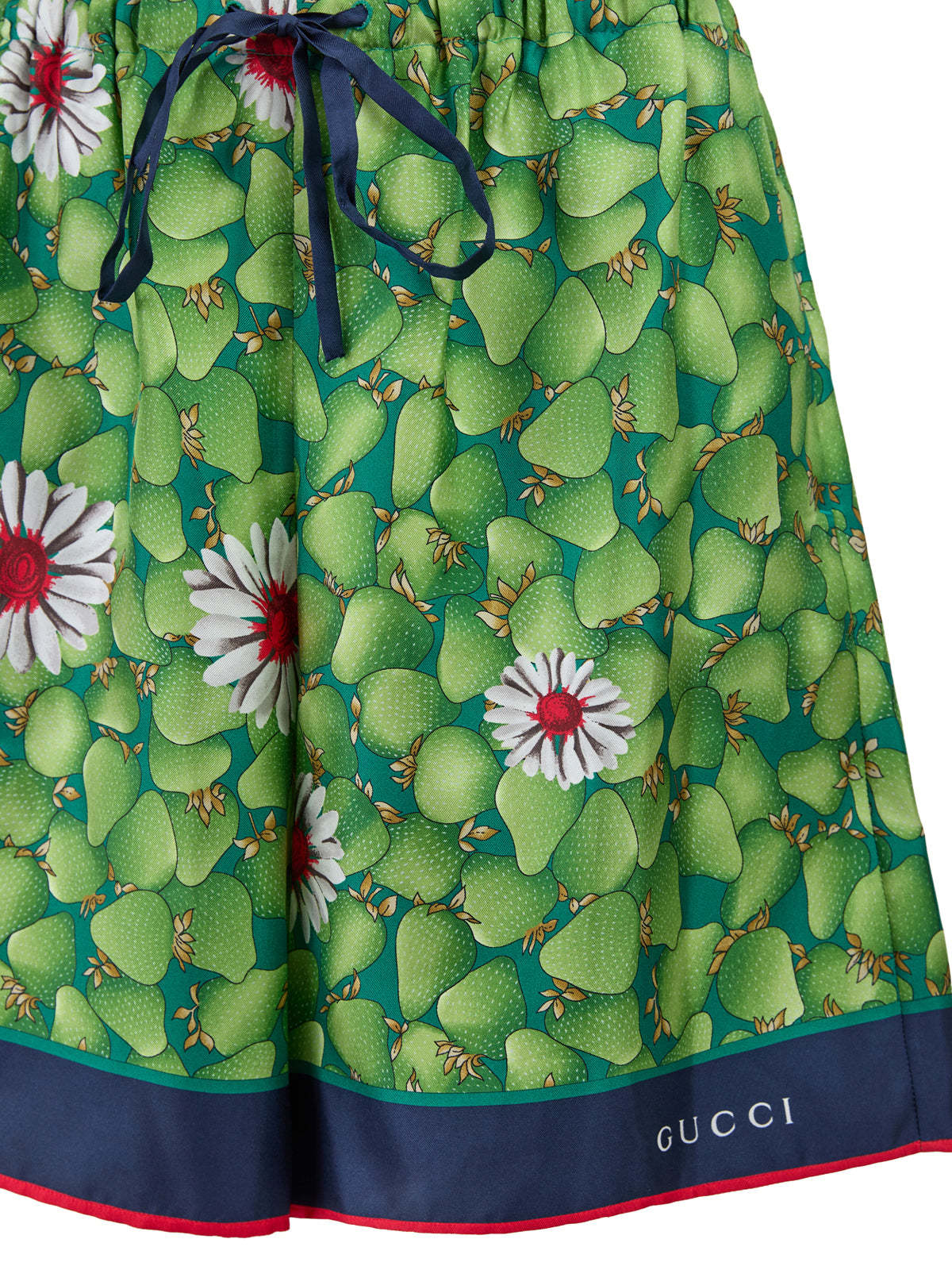 Green Silk Shorts with Flower Print