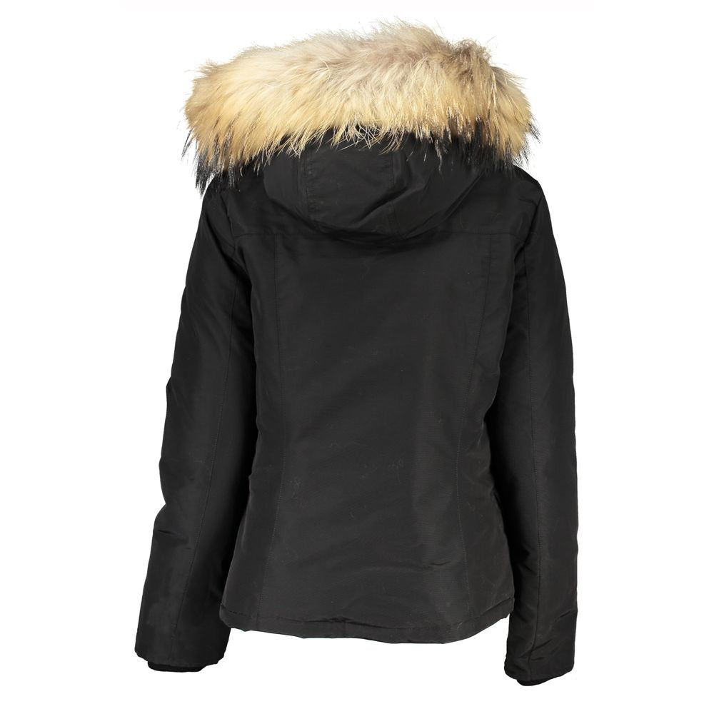 Green Woolrich Jacket with Removable Fur Hood