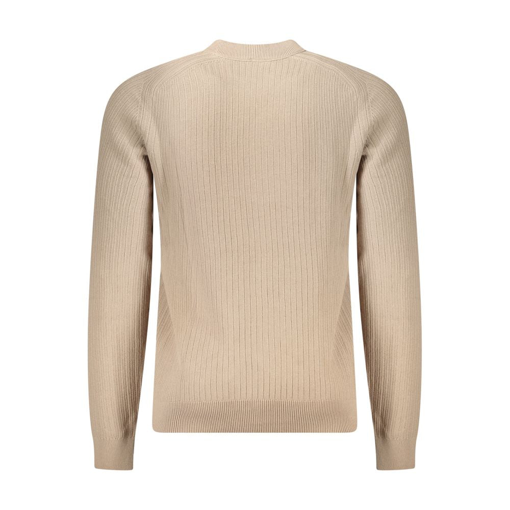 Beige Cotton Sweater with Crew Neck by BOSS