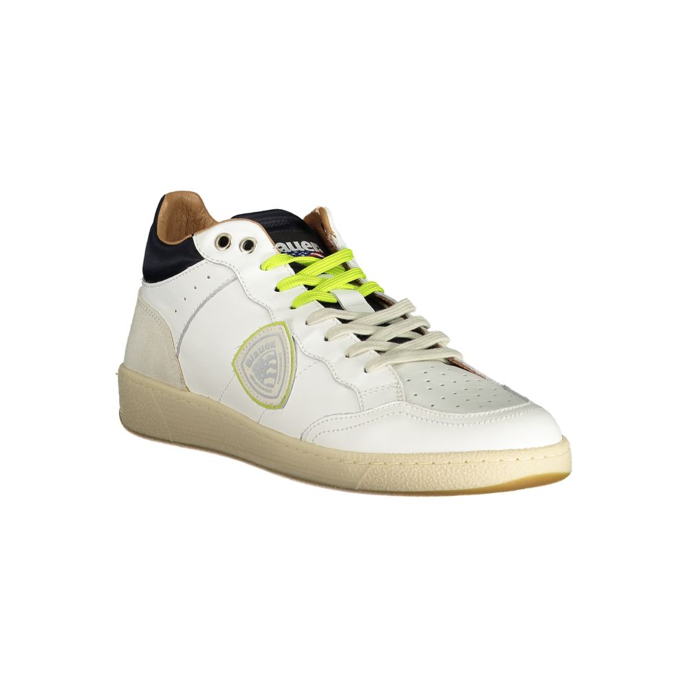 White Leather Men’s Sneakers with Removable Footbed