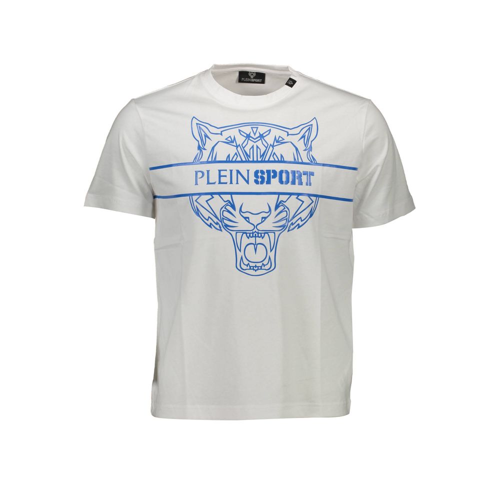 White Cotton T-Shirt with Bold PLEIN SPORT Logo