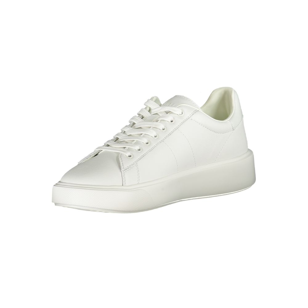 Weiße Synthetik-Sneaker für Herren aus Lederimitat